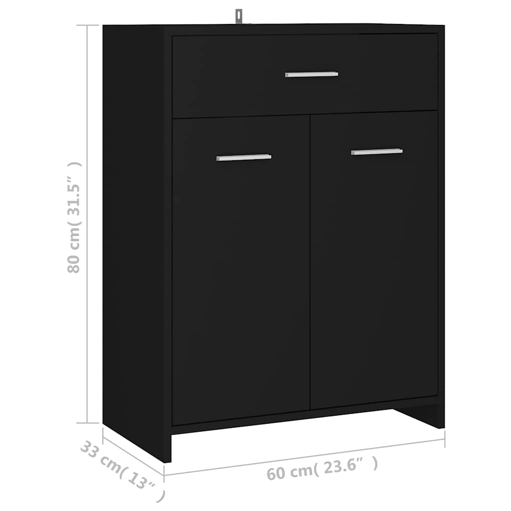 Bathroom Cabinet Black 60x33x80 cm Wood Material