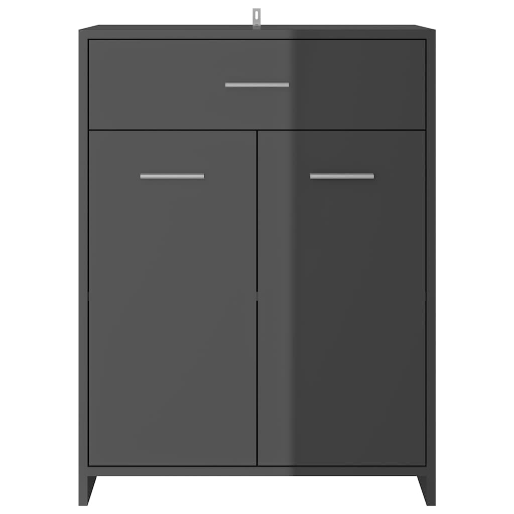 Bathroom Cabinet High Gloss Grey 60x33x80 cm Wood Material