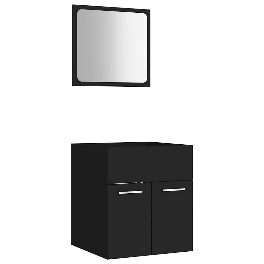 2-piece bathroom furniture set black wood material