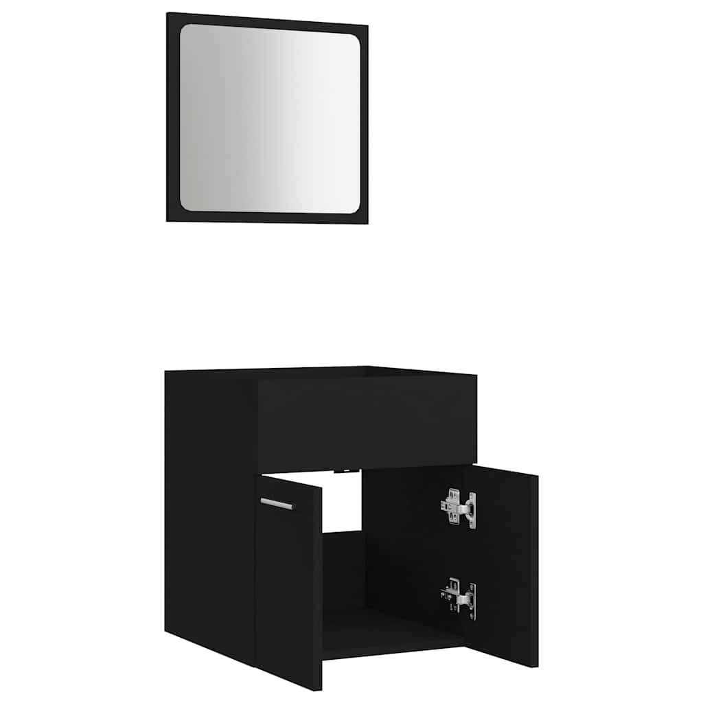 2-piece bathroom furniture set black wood material