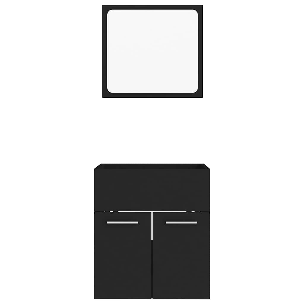 2-piece bathroom furniture set black wood material