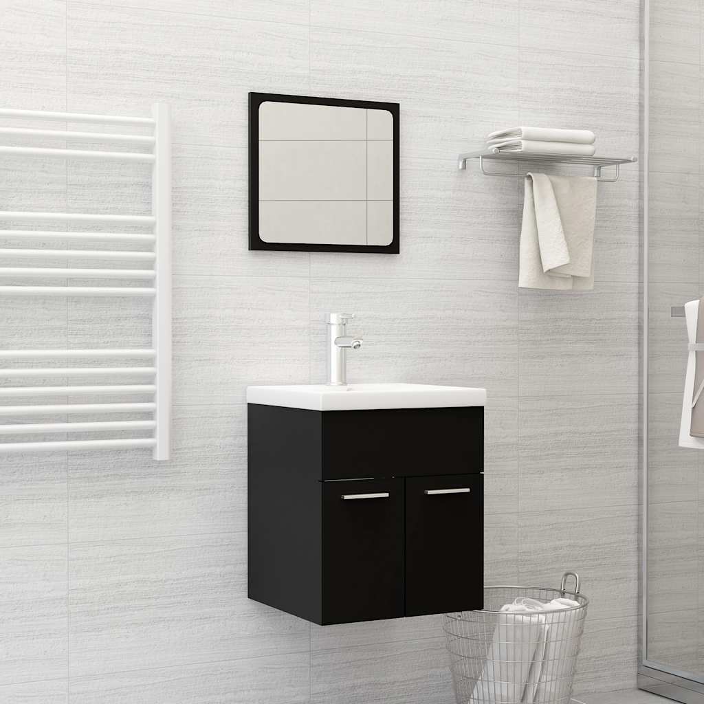 2-piece bathroom furniture set black wood material