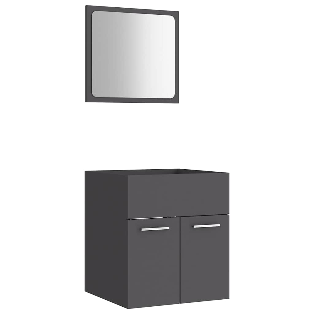 2-piece bathroom furniture set gray wood material