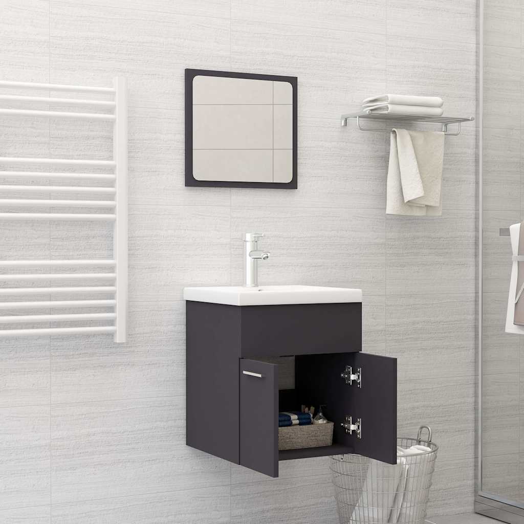 2-piece bathroom furniture set gray wood material