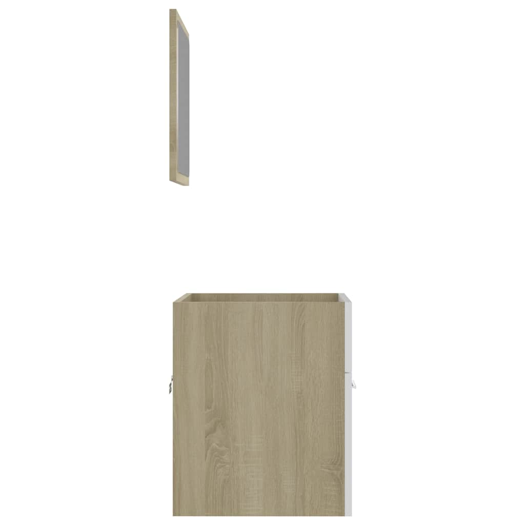 2-piece bathroom furniture set white and Sonoma oak wood material