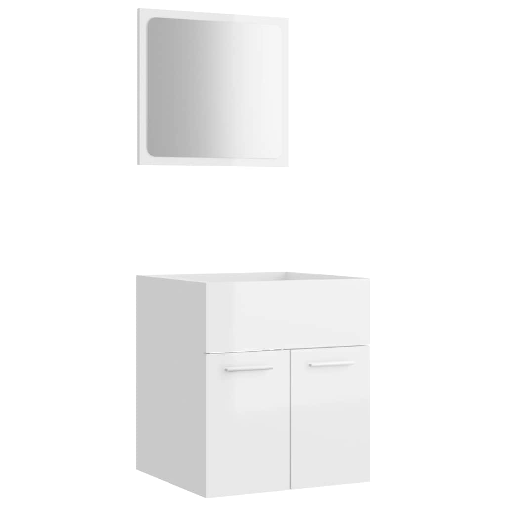 2-piece bathroom furniture set high-gloss white wood material