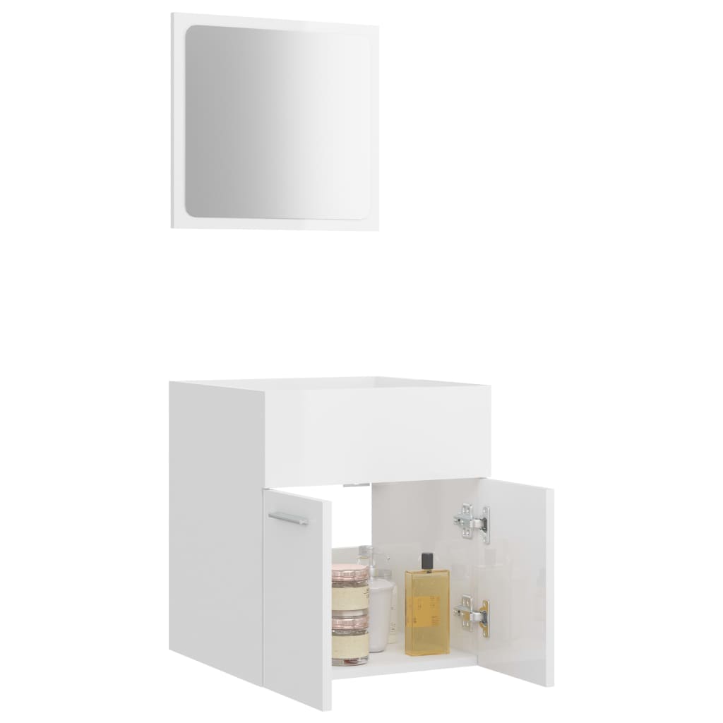 2-piece bathroom furniture set high-gloss white wood material