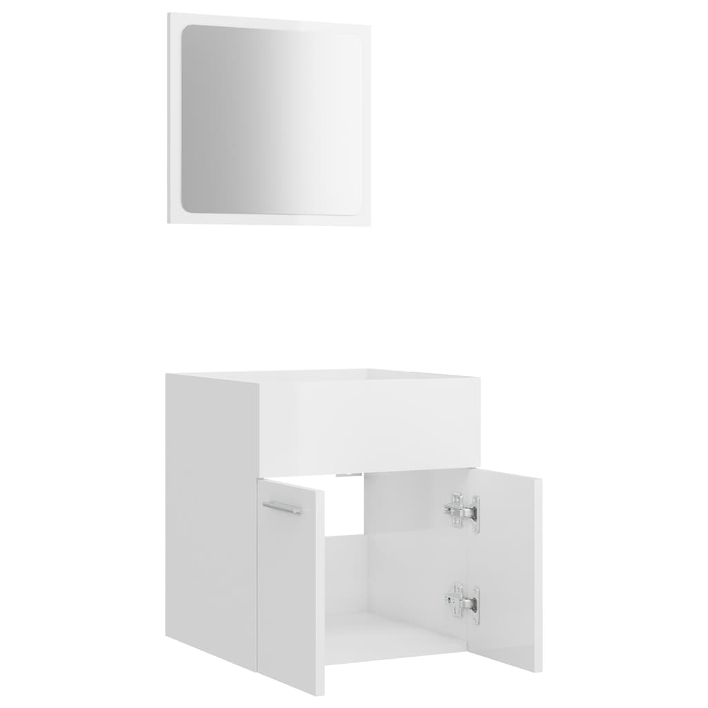 2-piece bathroom furniture set high-gloss white wood material