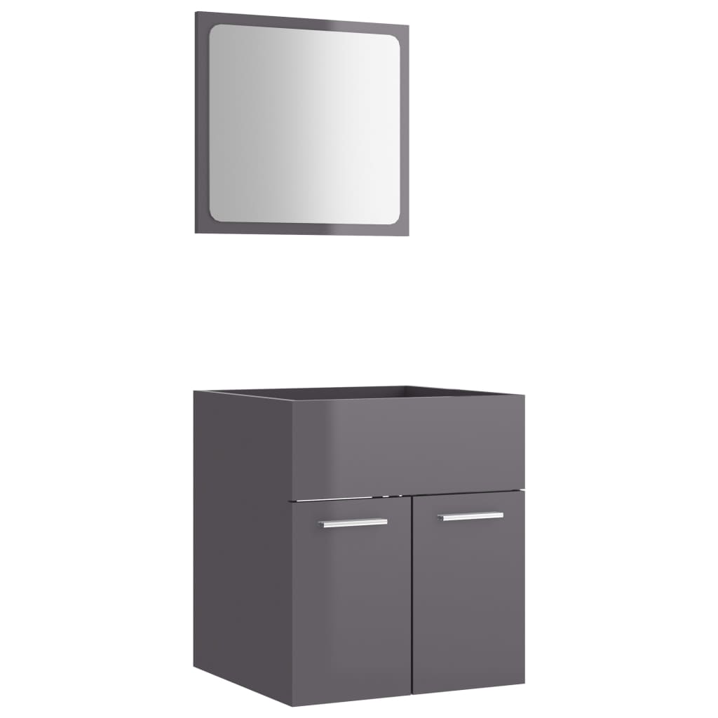 2-piece bathroom furniture set high-gloss gray wood material