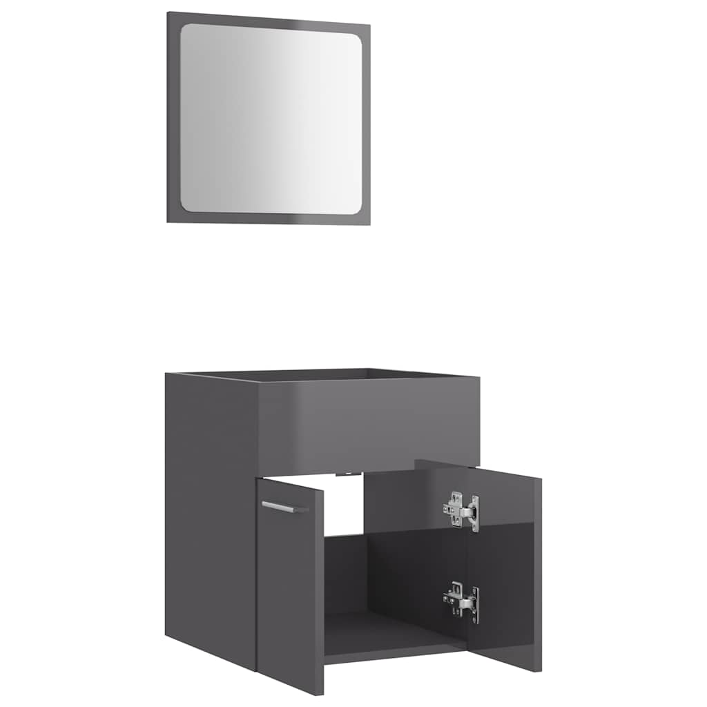 2-piece bathroom furniture set high-gloss gray wood material