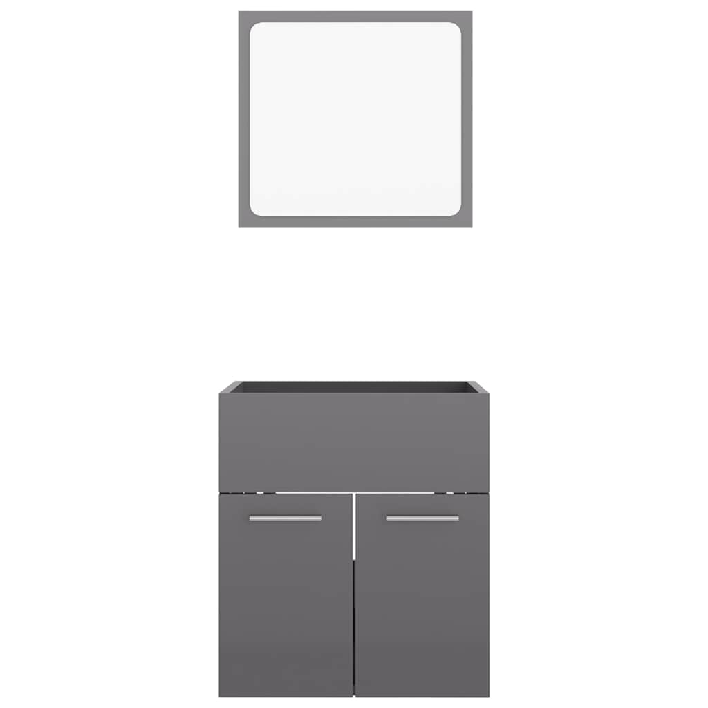 2-piece bathroom furniture set high-gloss gray wood material