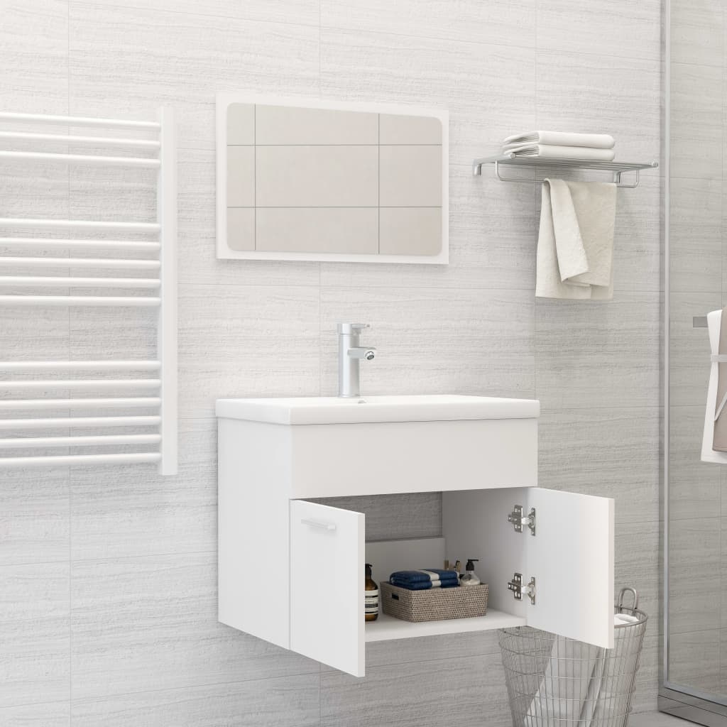 2-piece bathroom furniture set white wood material