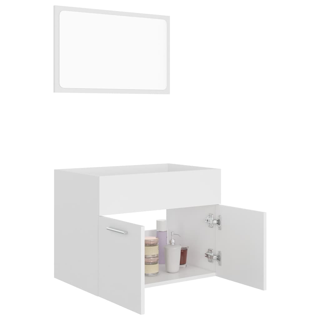 2-piece bathroom furniture set white wood material