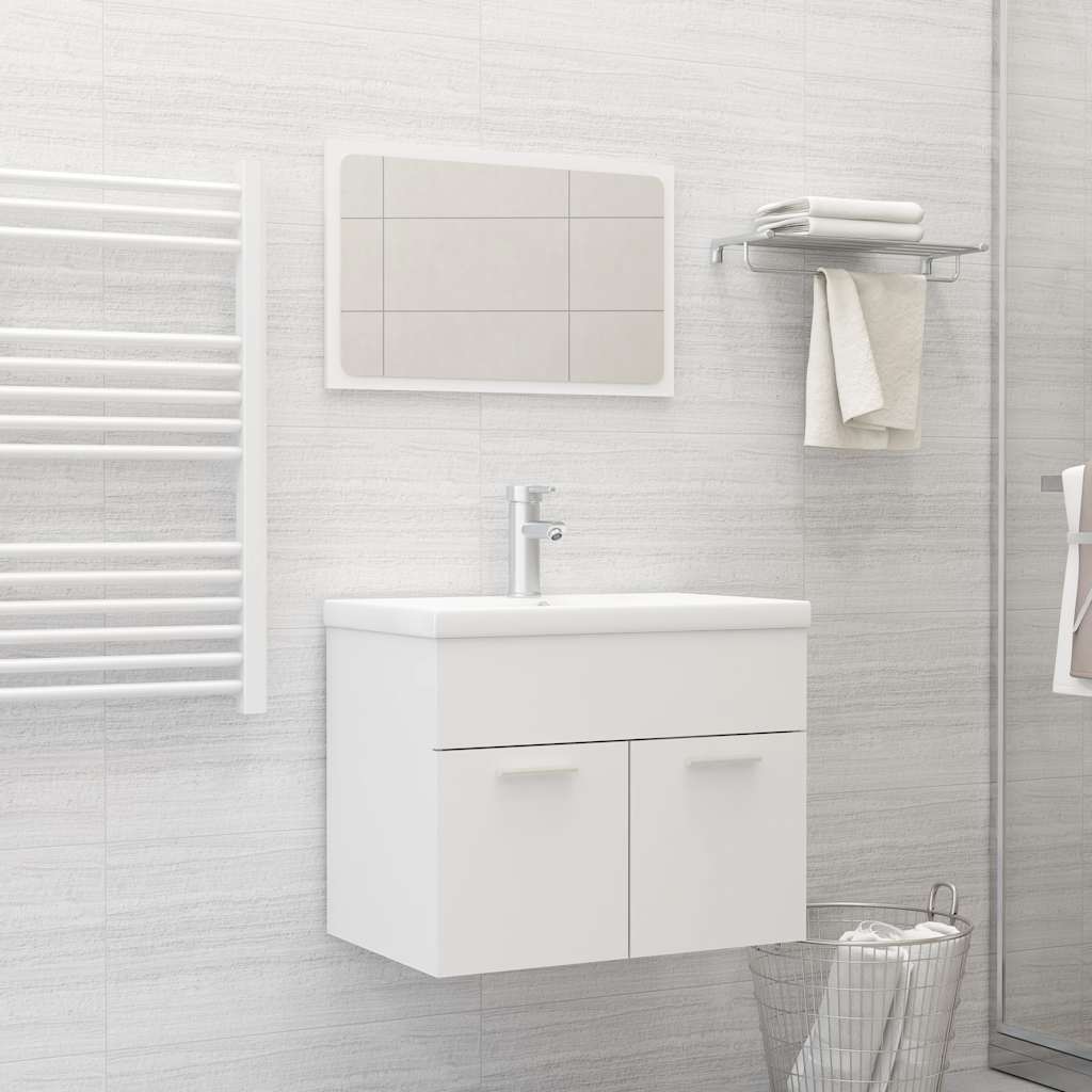 2-piece bathroom furniture set white wood material