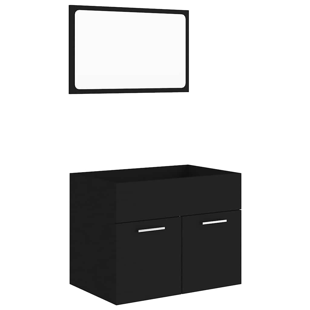 2-piece bathroom furniture set black wood material