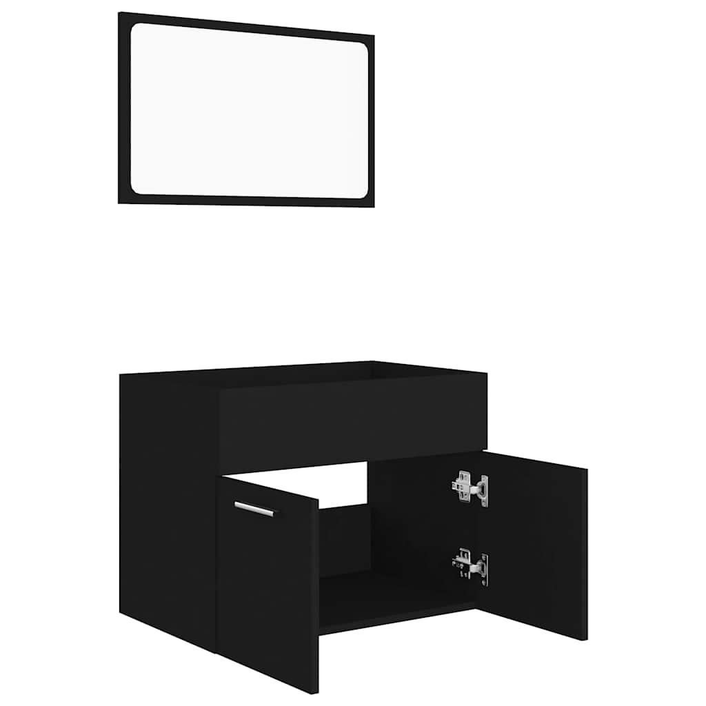 2-piece bathroom furniture set black wood material