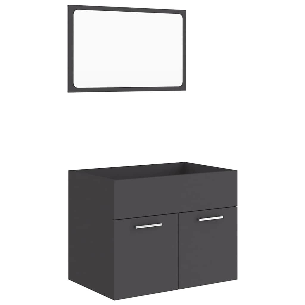 2-piece bathroom furniture set gray wood material