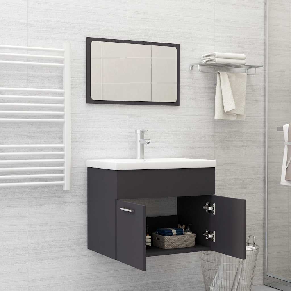 2-piece bathroom furniture set gray wood material