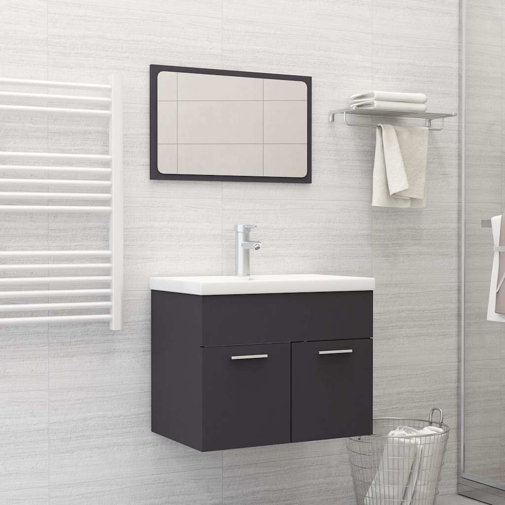 2-piece bathroom furniture set gray wood material