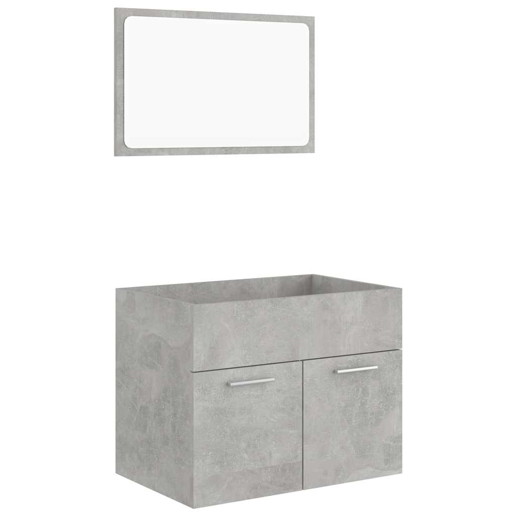 2-piece bathroom furniture set concrete gray wood material