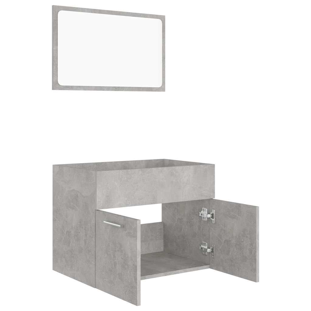 2-piece bathroom furniture set concrete gray wood material