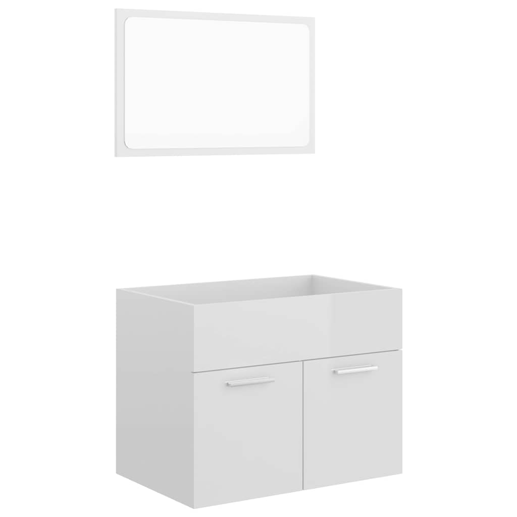 2-piece bathroom furniture set high-gloss white wood material