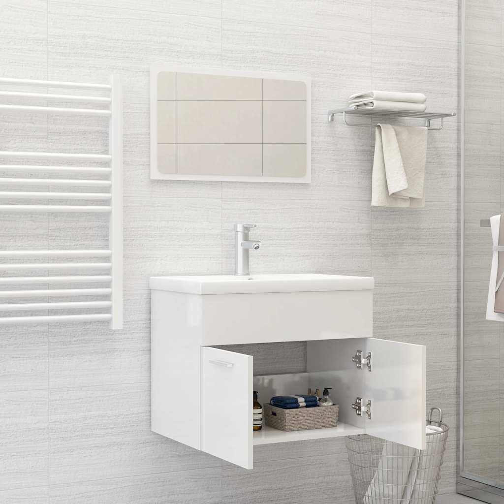 2-piece bathroom furniture set high-gloss white wood material