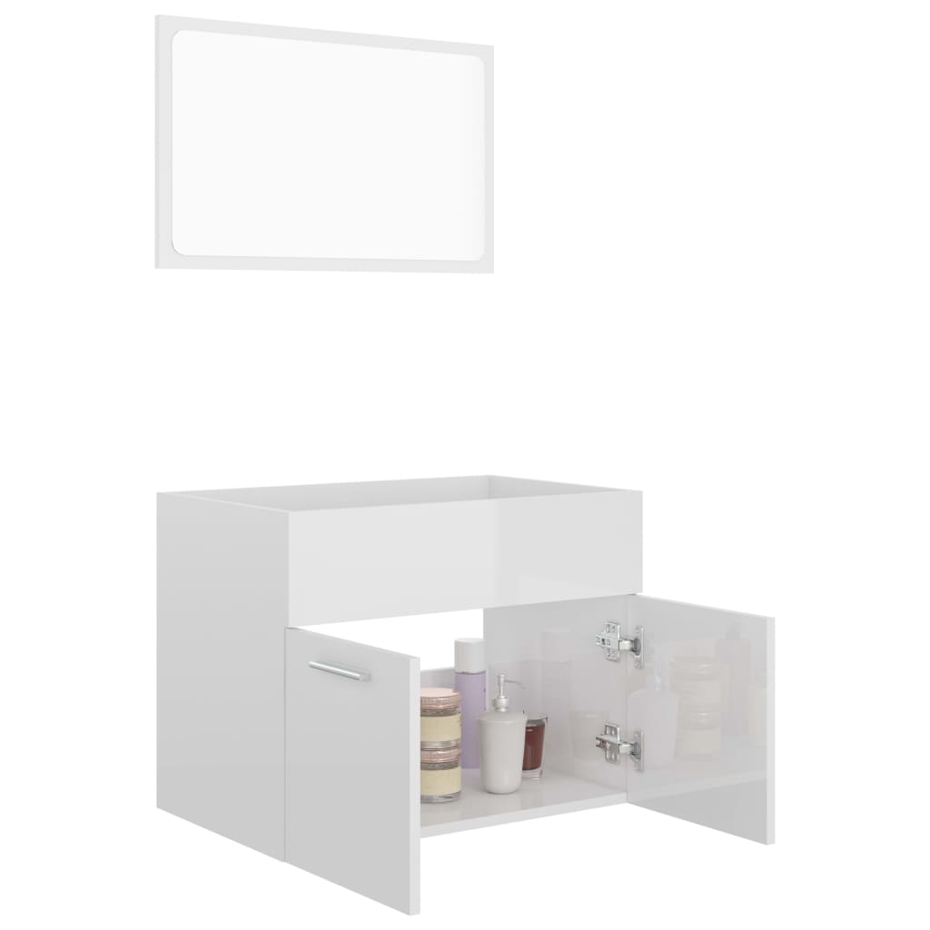 2-piece bathroom furniture set high-gloss white wood material