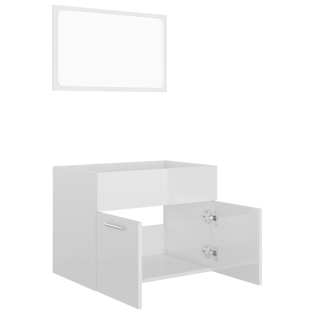 2-piece bathroom furniture set high-gloss white wood material