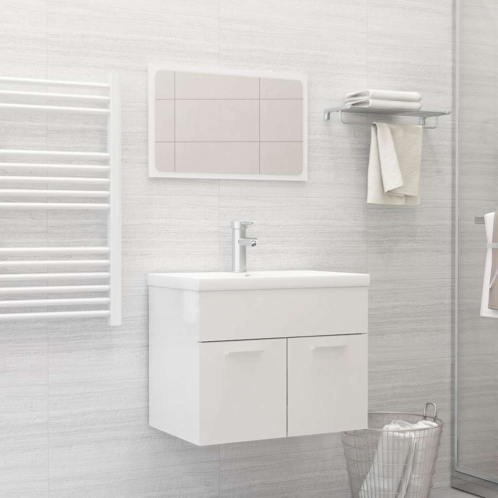 2-piece bathroom furniture set high-gloss white wood material