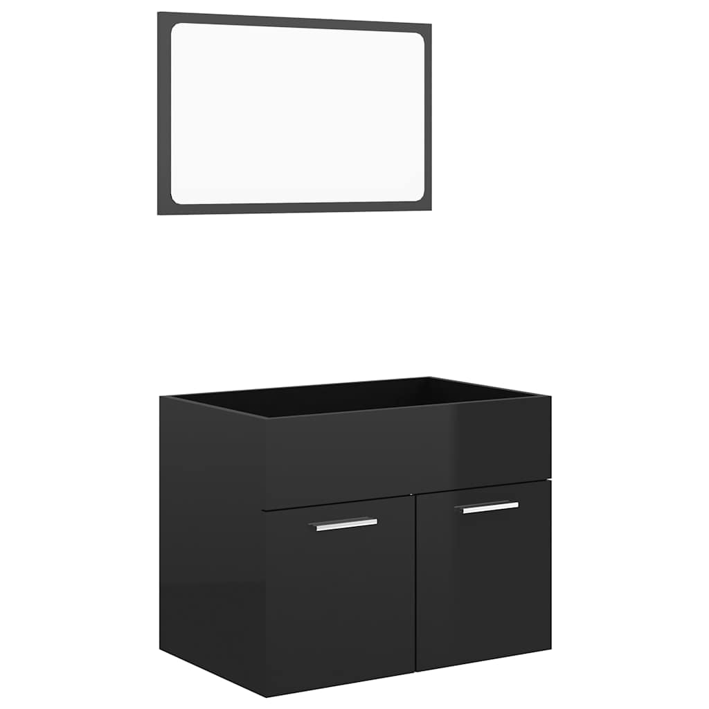 2-piece bathroom furniture set high-gloss black wood material