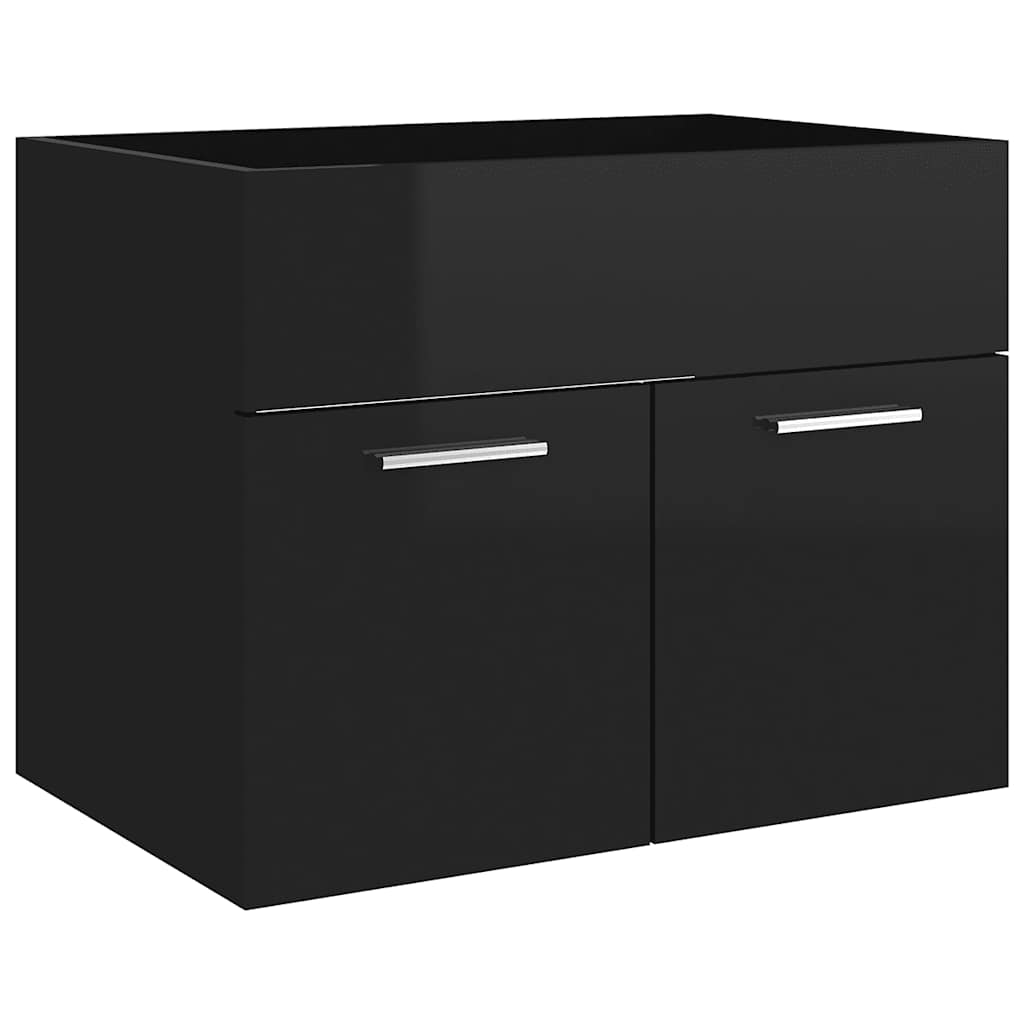 2-piece bathroom furniture set high-gloss black wood material