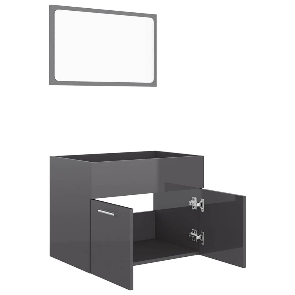 2-piece bathroom furniture set high-gloss gray wood material