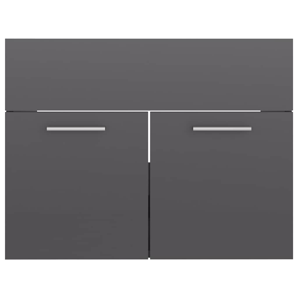 2-piece bathroom furniture set high-gloss gray wood material