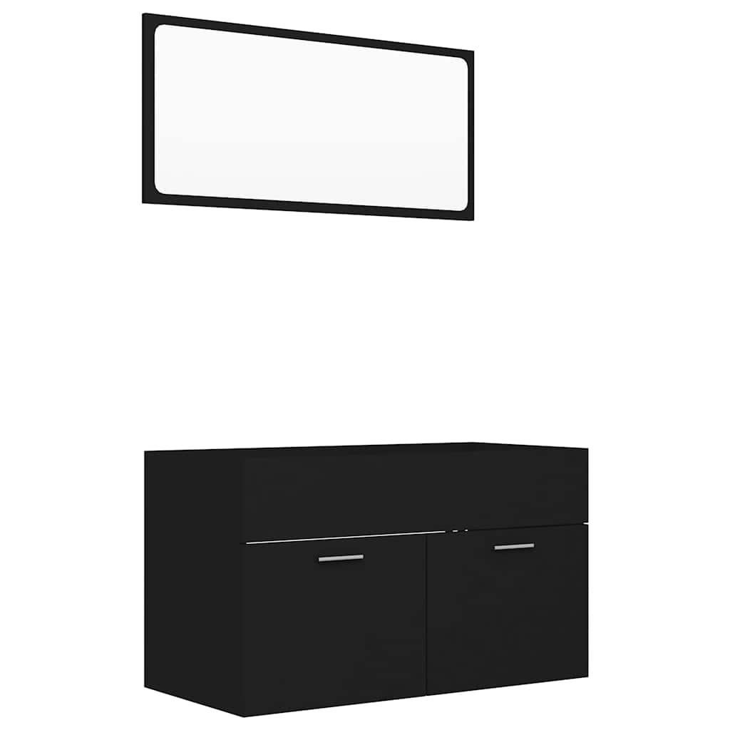 2-piece bathroom furniture set black wood material