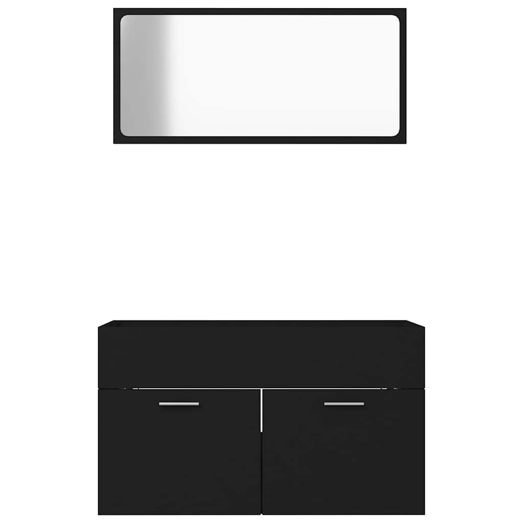 2-piece bathroom furniture set black wood material