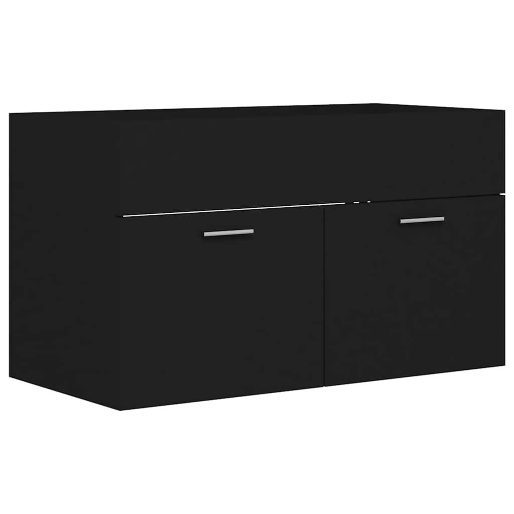 2-piece bathroom furniture set black wood material