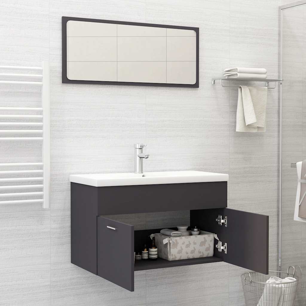 2-piece bathroom furniture set gray wood material