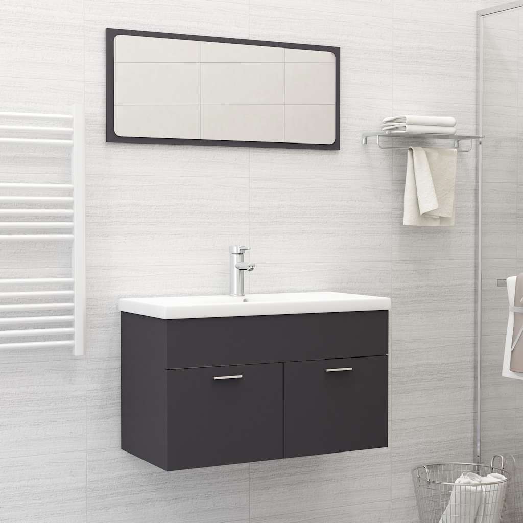 2-piece bathroom furniture set gray wood material