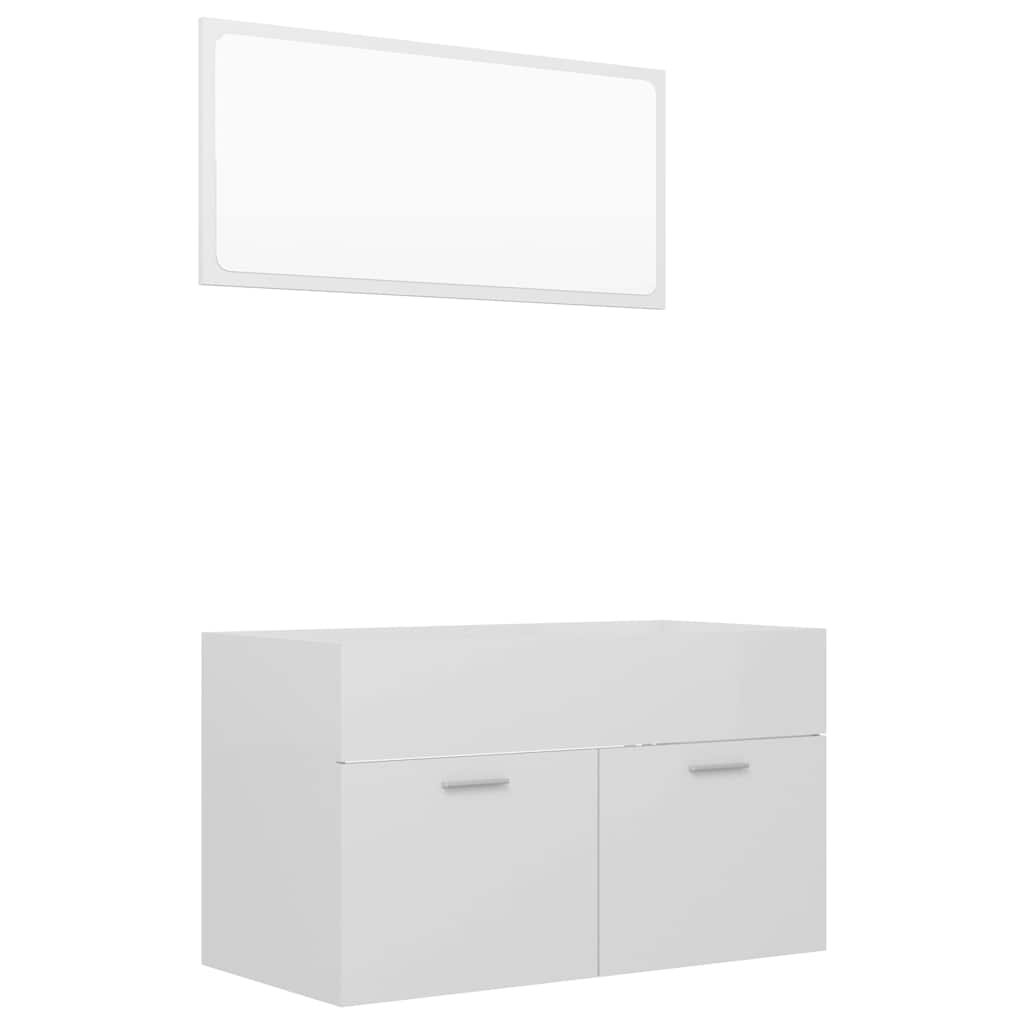 2-piece bathroom furniture set high-gloss white wood material