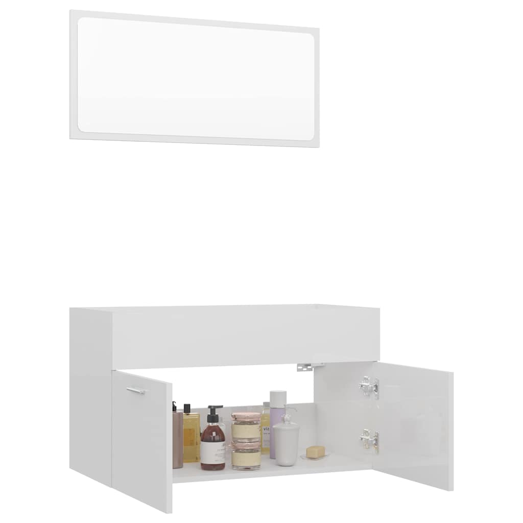 2-piece bathroom furniture set high-gloss white wood material