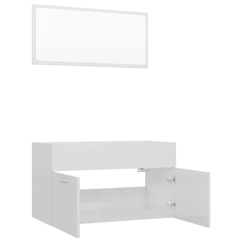 2-piece bathroom furniture set high-gloss white wood material