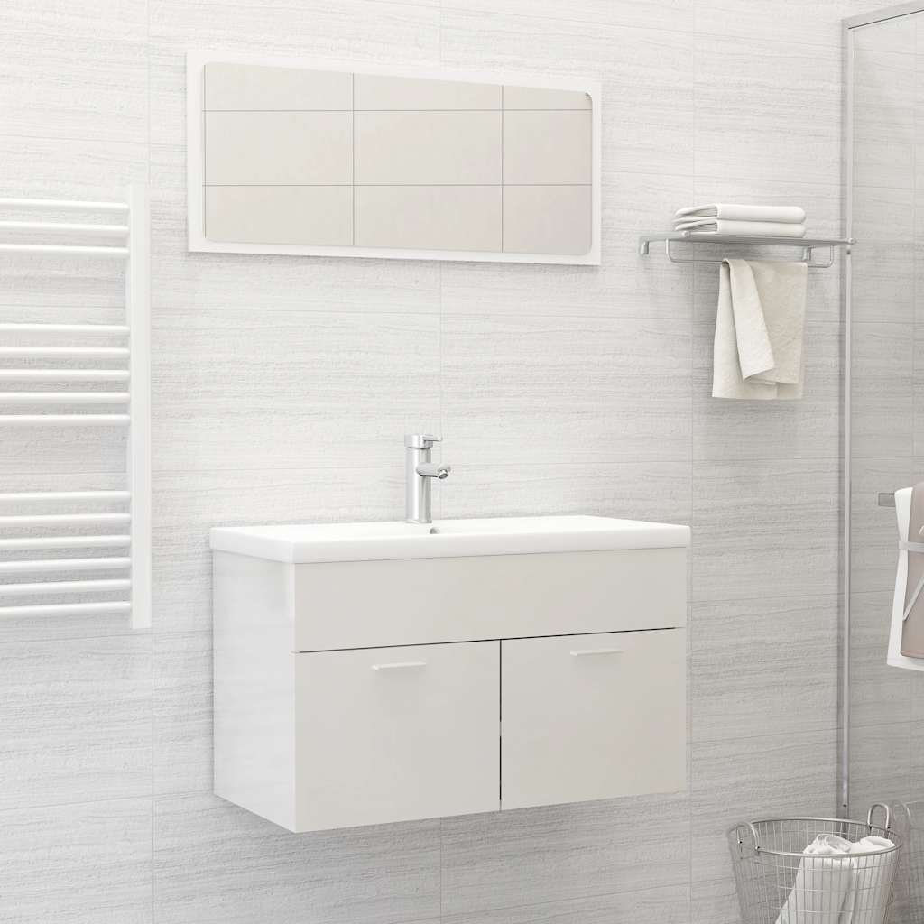 2-piece bathroom furniture set high-gloss white wood material