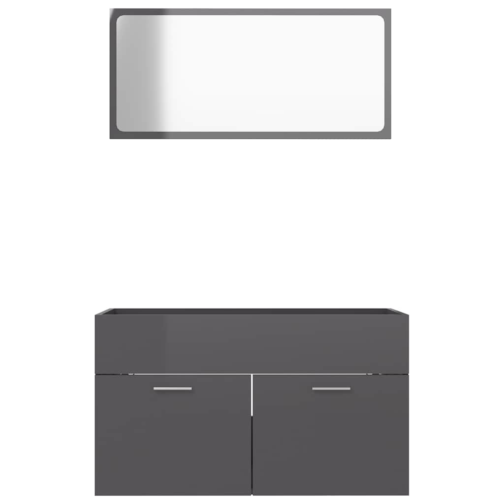 2-piece bathroom furniture set high-gloss gray wood material