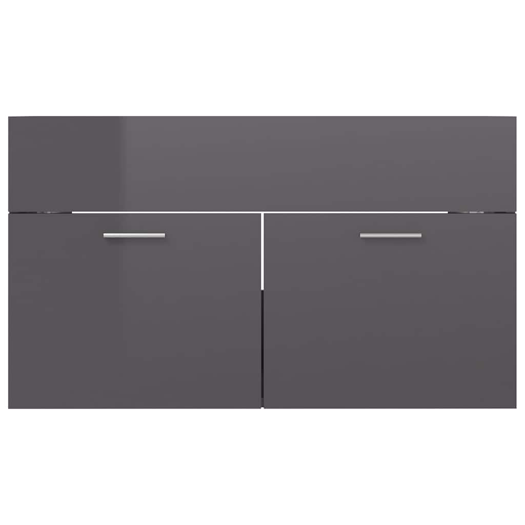 2-piece bathroom furniture set high-gloss gray wood material