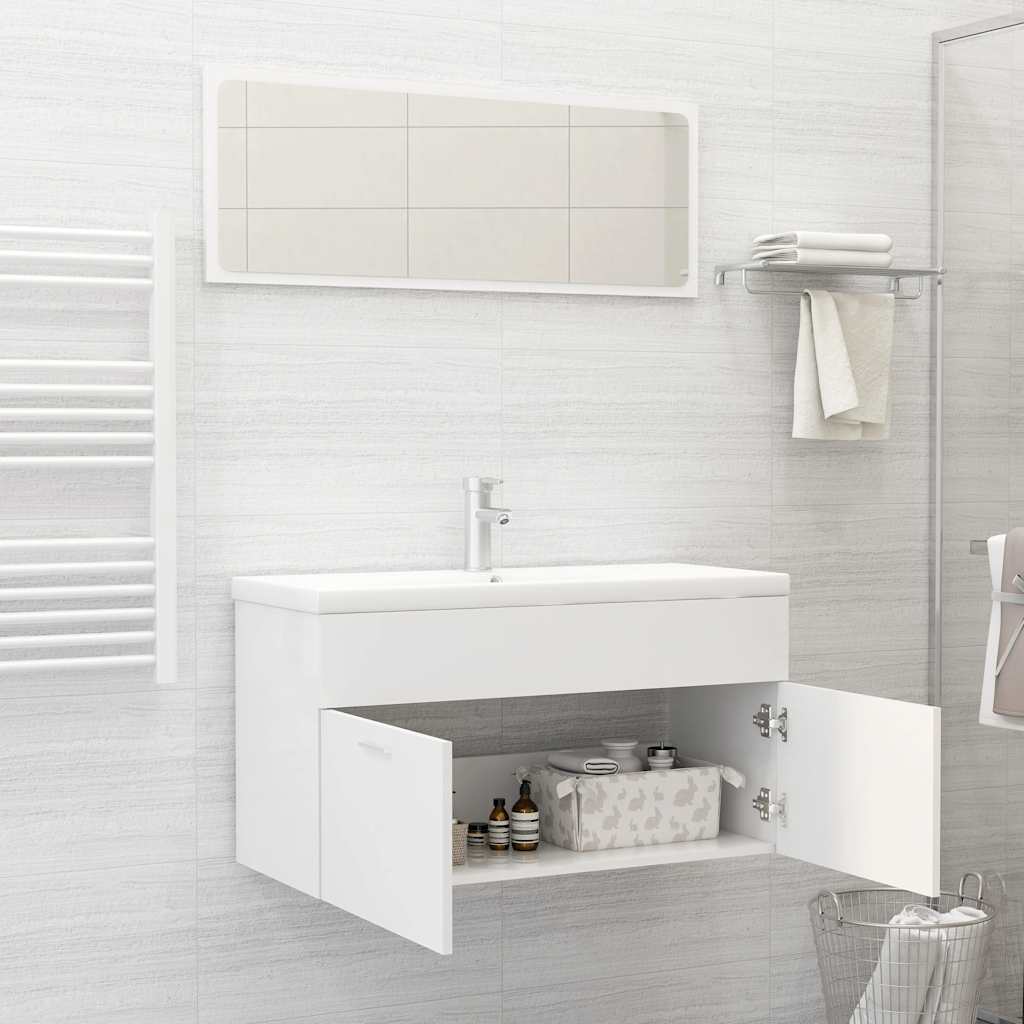 2-piece bathroom furniture set white wood material