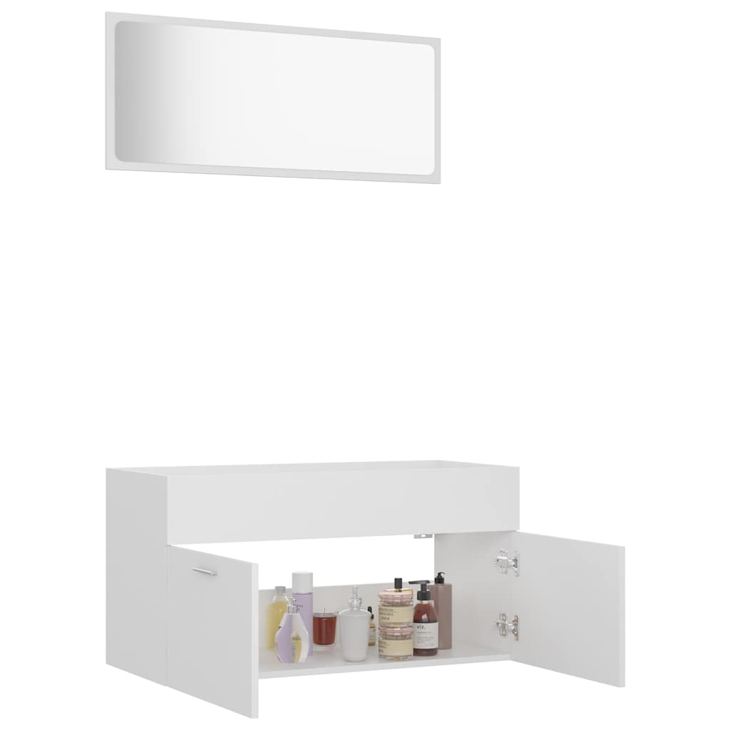 2-piece bathroom furniture set white wood material