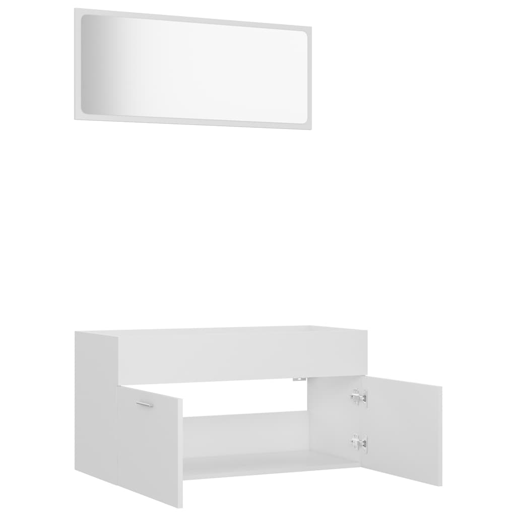 2-piece bathroom furniture set white wood material