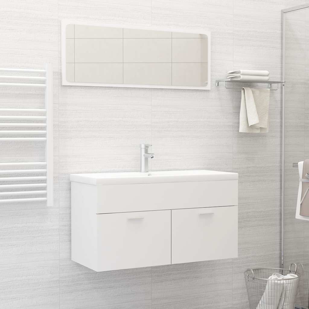 2-piece bathroom furniture set white wood material