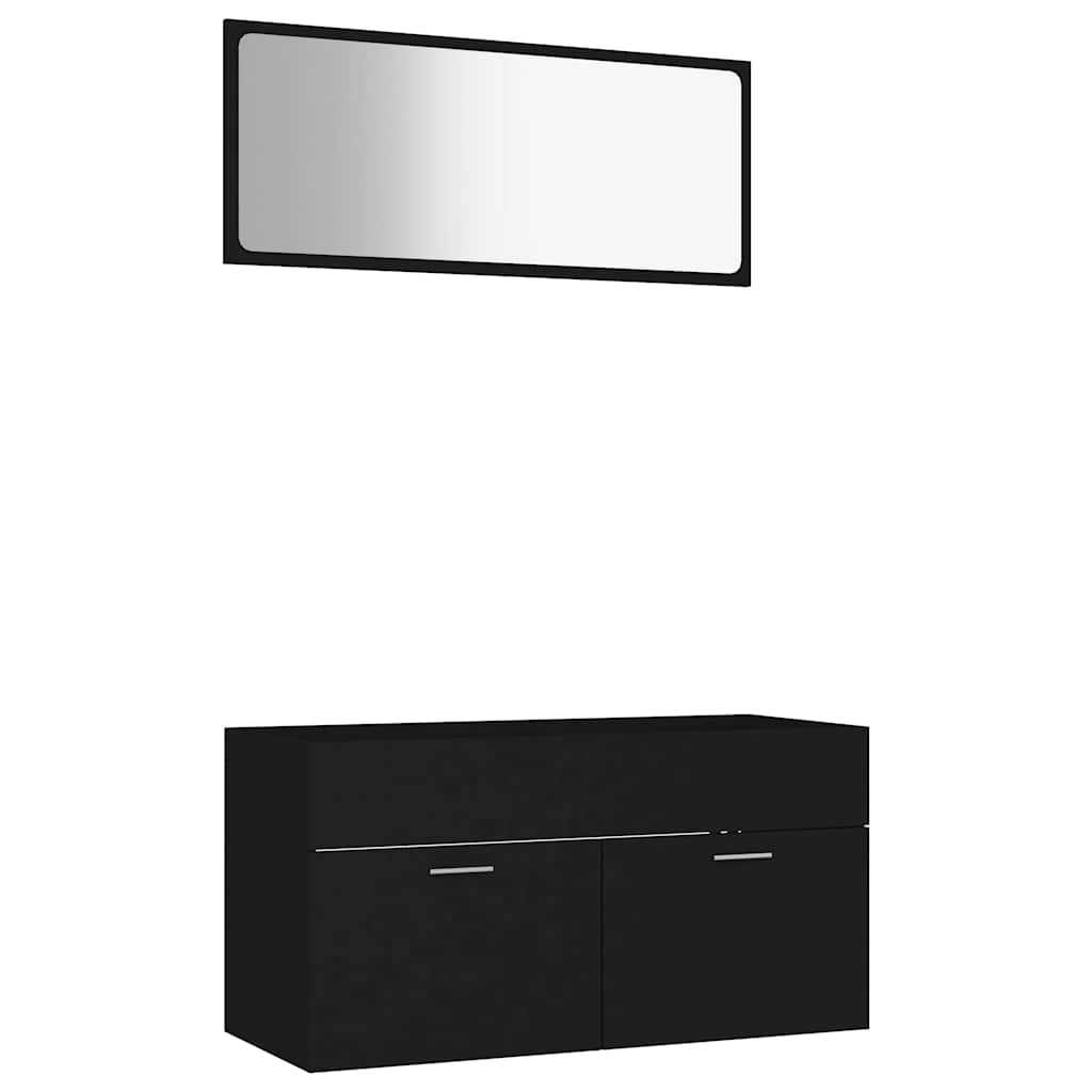 2-piece bathroom furniture set black wood material